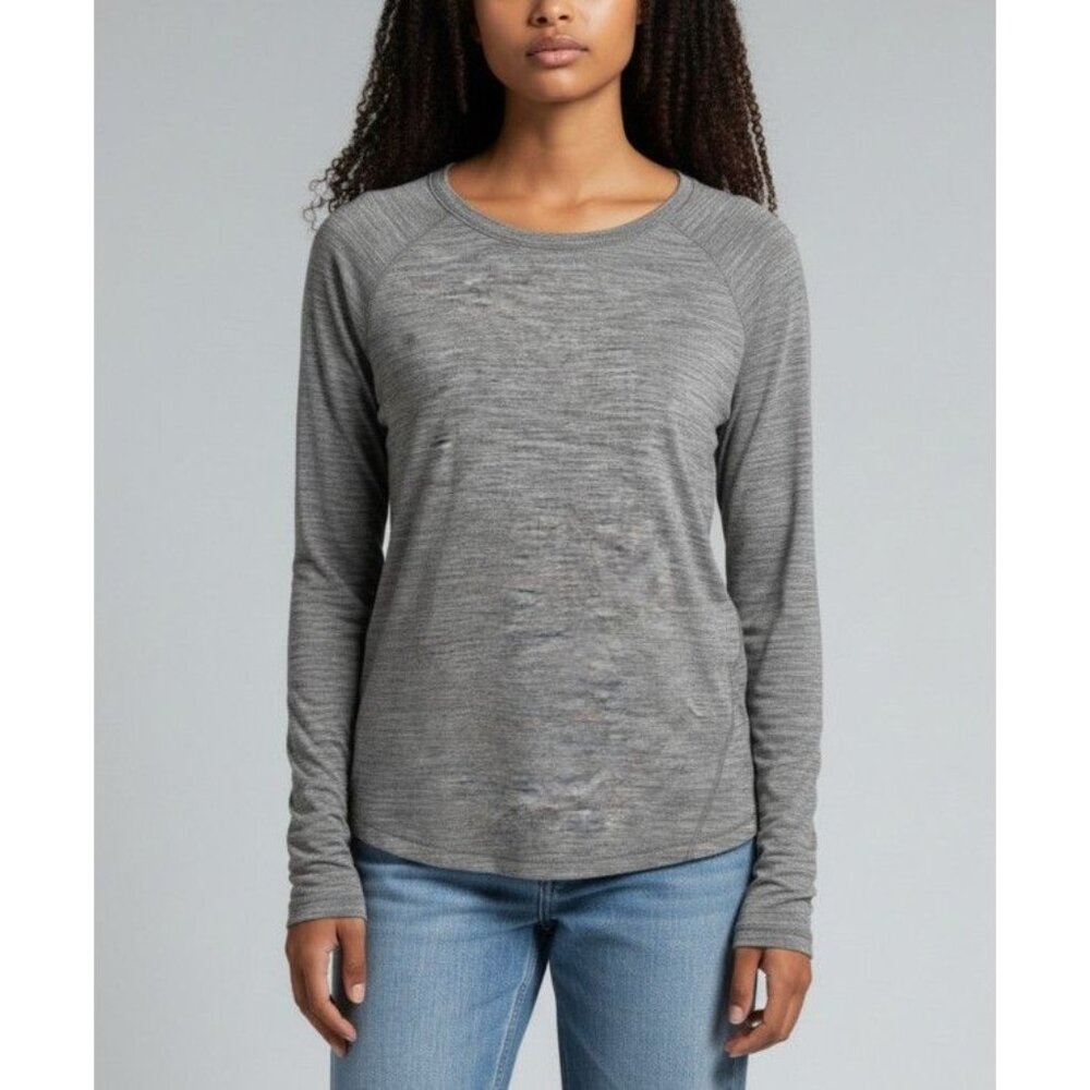Champion Womens Heather Gray Long Sleeve Lightweight Top Size L